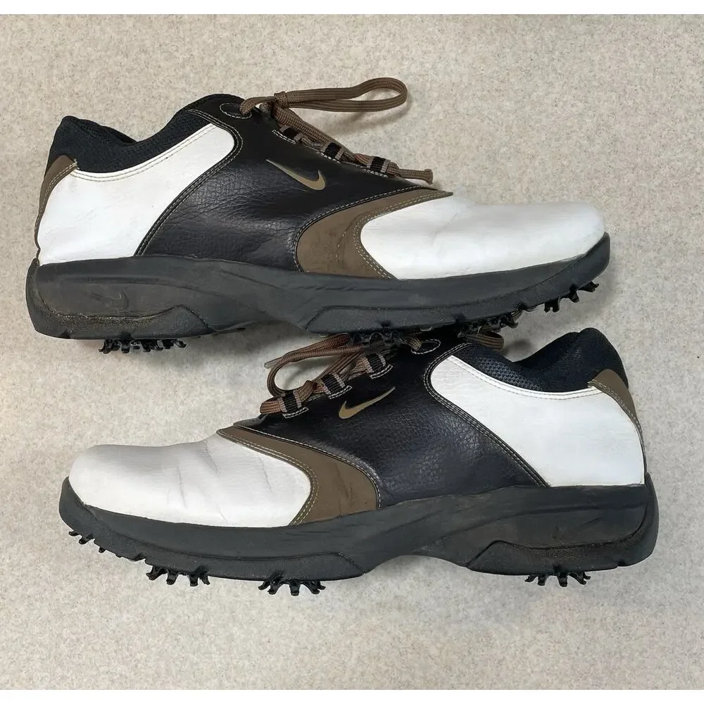 Nike Golf Shoes Brown White 309894-121 Leather Golfing Cleats Men’s Size 9.5
